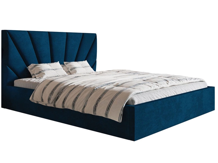Łóżko tapicerowane z pojemnikiem i stelażem 120x200 Orlo granatowe