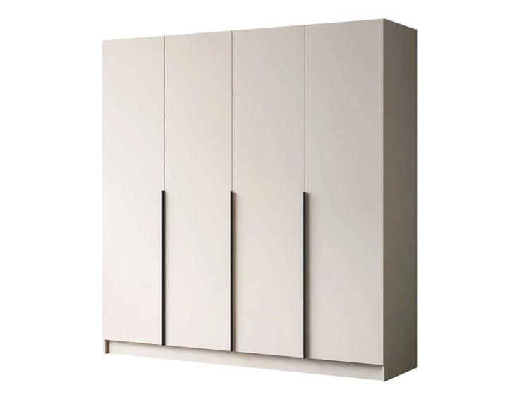 Szafa czterodrzwiowa z drzwiami uchylnymi i czarnymi uchwytami Ameli Kaszmir