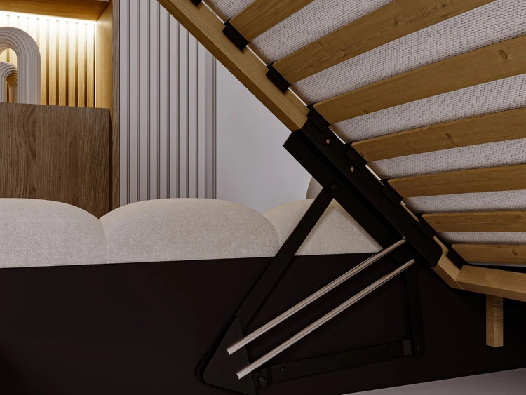 Łóżko tapicerowane z pojemnikiem i stelażem 180x200 Averia Beżowy