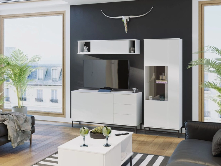 Witryna stojąca do salonu Soroko Biała