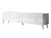 Szafka RTV pod telewizor z drzwiczkami na złotych nóżkach 200 cm Nodoo Biały połysk