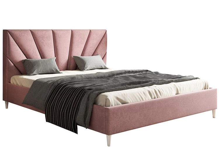 Łóżko tapicerowane ze stelażem 140x200 Fuzi różowe