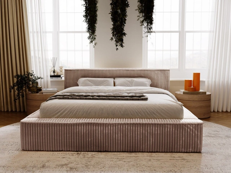 Łóżko tapicerowane z pojemnikiem i stelażem 180x200 Lago Brązowe