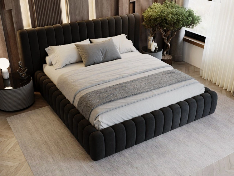 Łóżko tapicerowane z pojemnikiem i stelażem 180x200 Bliss Czarne