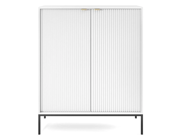 Komoda z drzwiami Amber biała na czarnych nogach