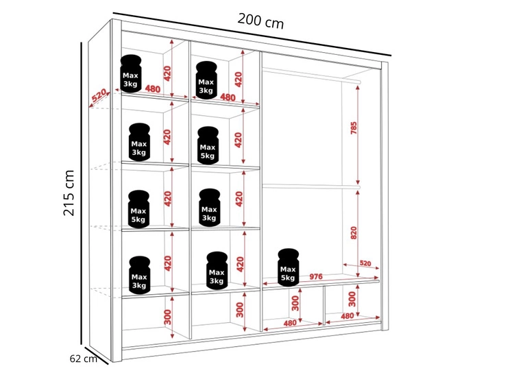 Szafa dwudrzwiowa z drzwiami przesuwnymi 200 Bino Brązowa