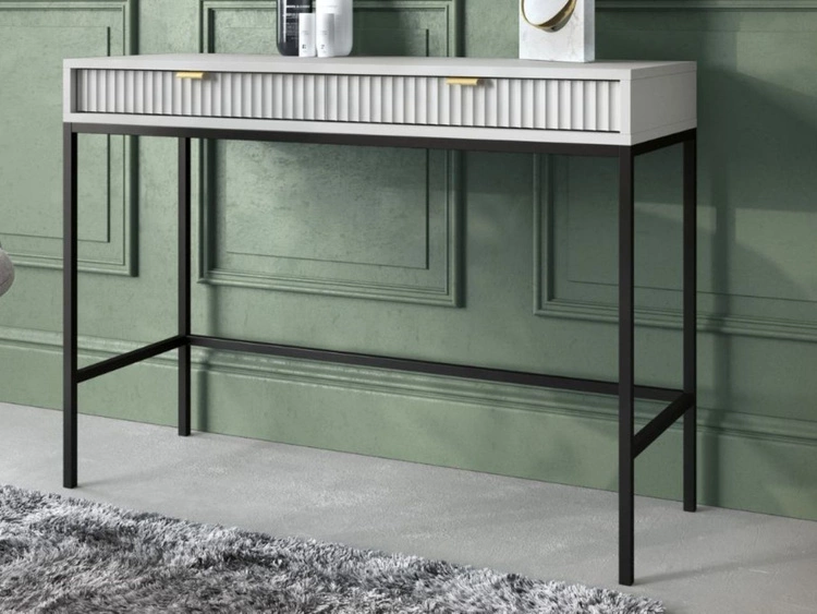 Toaletka z czarnymi metalowymi nogami Amber szara