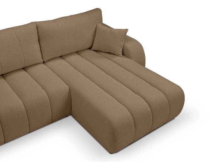 Narożnik z pojemnikiem i funkcją spania Prawy Adoro Brązowy