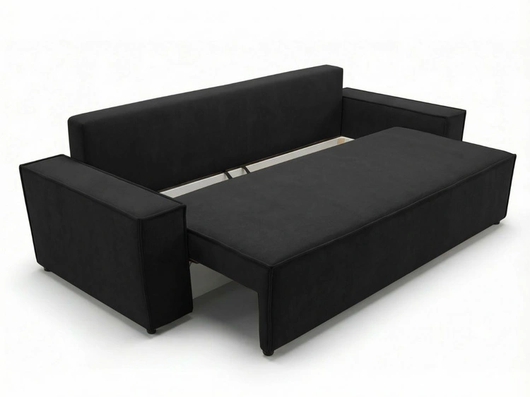 Kanapa z funkcją spania i pojemnikiem na pościel Sivra Czarna