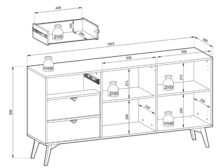 Komoda z drzwiami i szufladami Modena Eukaliptus