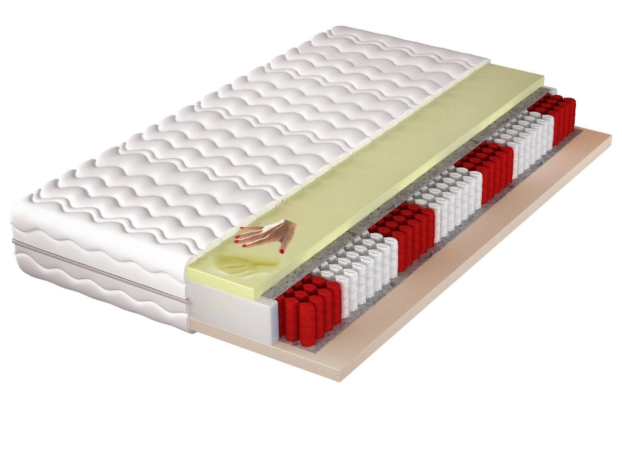 Materac kieszeniowy multipocket z pianką wysokoelastyczną i termoelastyczną Avione 180x200