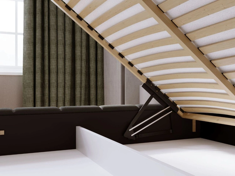 Łóżko tapicerowane z pojemnikiem i stelażem 180x200 Orio Ciemny szary