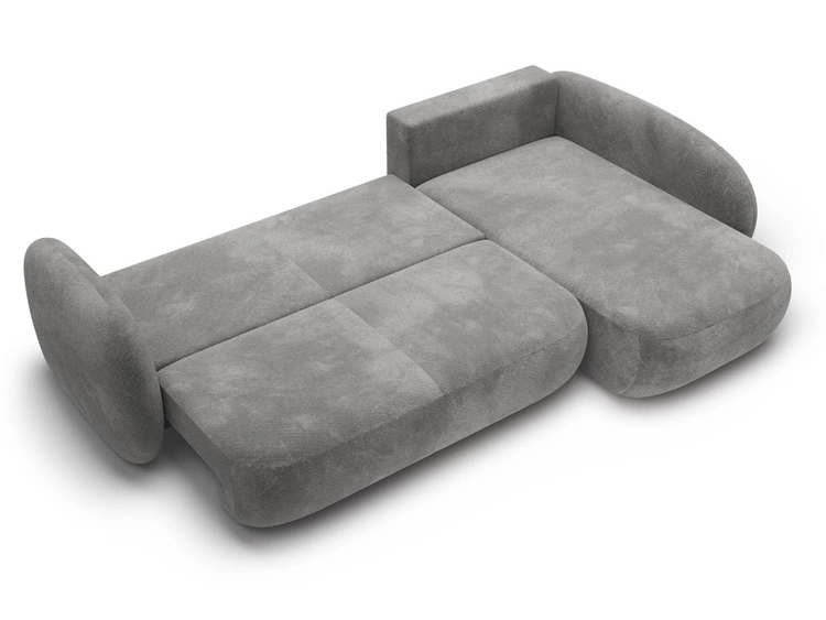 Narożnik z funkcją spania i pojemnikiem Prawy Carino Szary