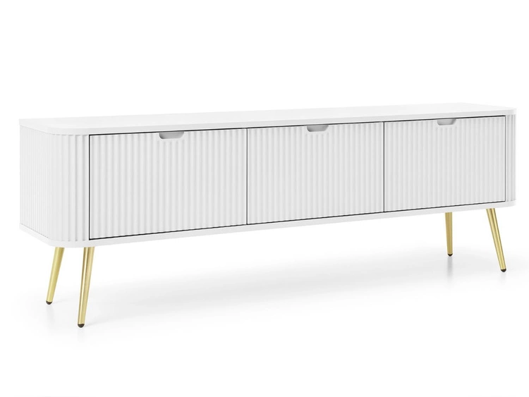 Szafka pod telewizor z drzwiczkami na złotych nogach Viva Biała