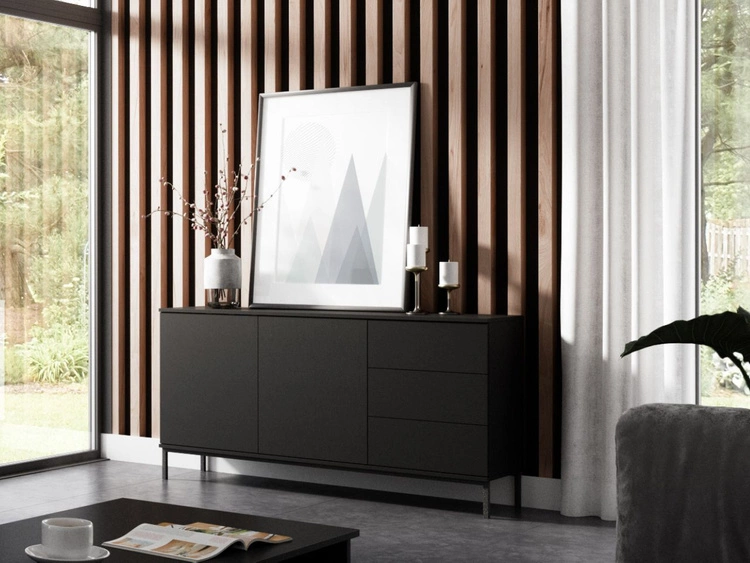 Komoda z drzwiami i szufladami Soroko Czarna