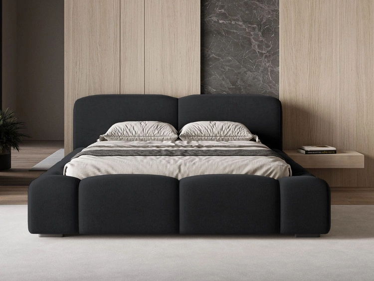 Łóżko tapicerowane z pojemnikiem i stelażem 180x200 Aubi Czarne