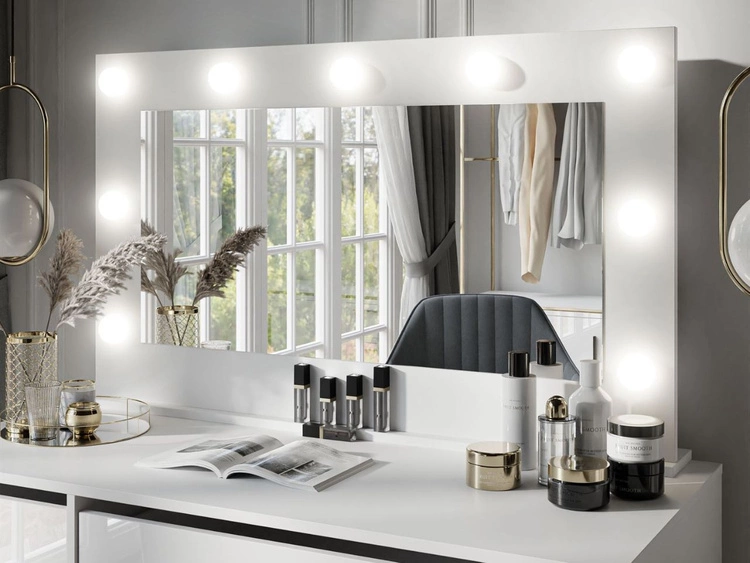 Lustro z oświetleniem do sypialni LED Melo białe