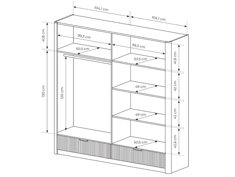 Szafa czterodrzwiowa z drzwiami uchylnymi Latina Beżowa