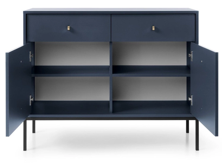 Komoda z drzwiami i szufladami na czarnych nóżkach 104 cm Amor Granatowa