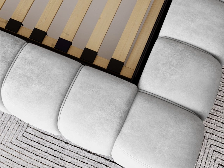 Łóżko tapicerowane z pojemnikiem na pościel i stelażem 140x200 Italia Jasnoszare