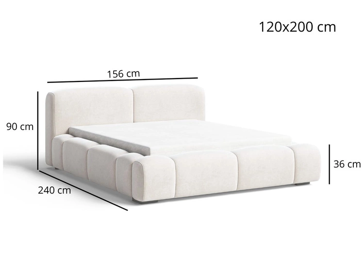 Łóżko tapicerowane z pojemnikiem i stelażem 120x200 Aubi Ciemnoszare