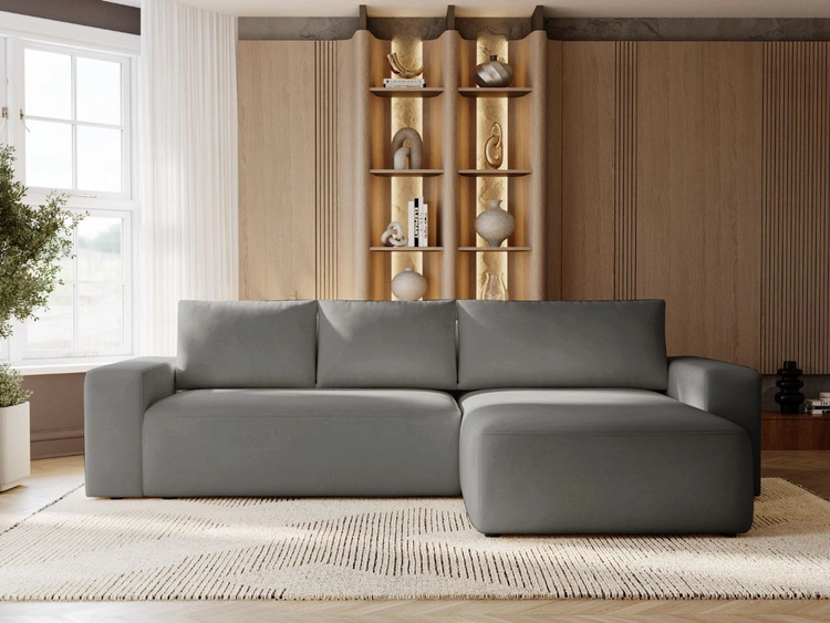 Narożnik L Prawy z funkcją spania i pojemnikiem Tazones Ciemnoszary