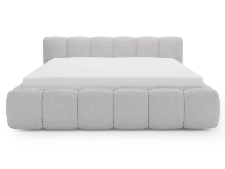 Łóżko tapicerowane z pojemnikiem i stelażem 180x200 Cloud Low szare