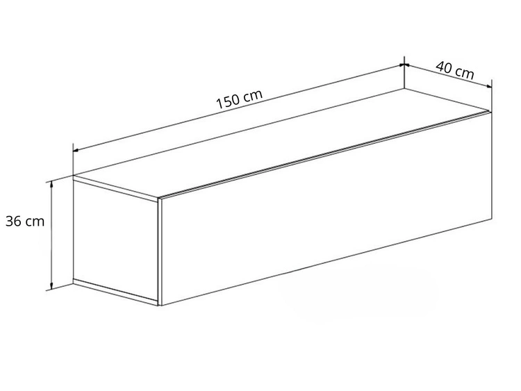 Wisząca szafka RTV pod telewizor z drzwiczkami i oświetleniem LED 150 cm Nodoo Biały połysk