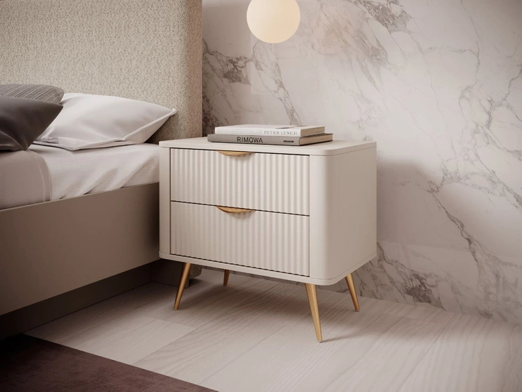 Stolik nocny z szufladami Latina Beżowy