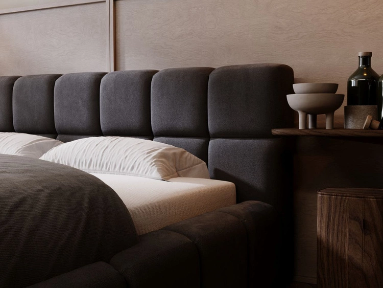 Łóżko tapicerowane z pojemnikiem i stelażem 120x200 Alicante Antracytowe