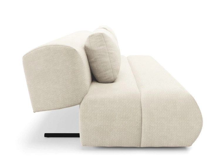 Kanapa z regulowanym oparciem, funkcją spania i pojemnikiem Figo Kremowa