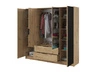 Szafa czterodrzwiowa z drzwiami uchylnymi 206 cm Macron Dąb Artisan z lustrem i lamelami