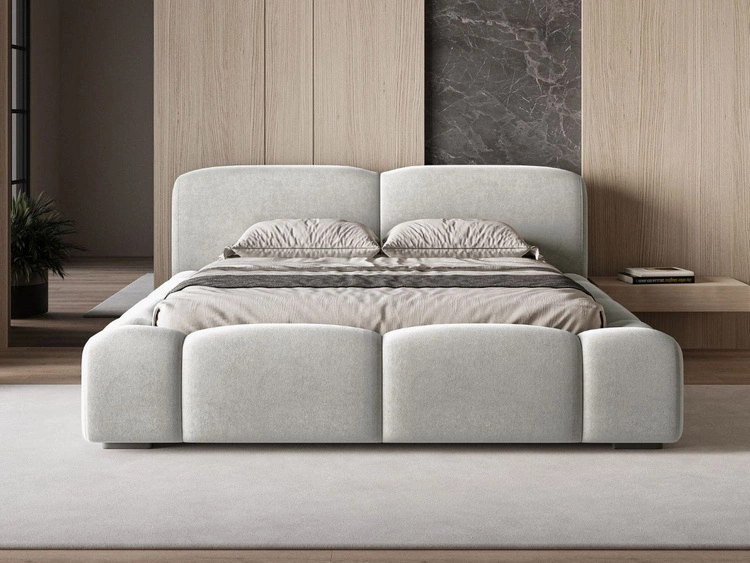 Łóżko tapicerowane z pojemnikiem i stelażem 120x200 Aubi Szare