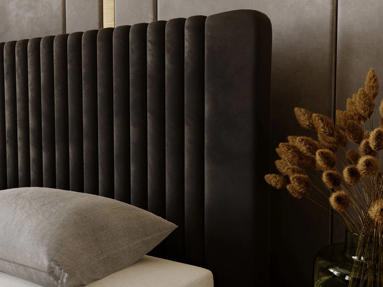 Łóżko tapicerowane z pojemnikiem i stelażem 180x200 Malmo Brązowy