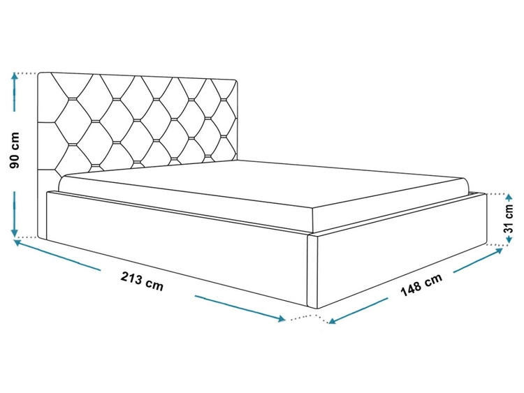 Łóżko tapicerowane z pojemnikiem i stelażem 140x200 Salento beżowe