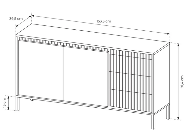 Komoda z drzwiami i szufladami 153 cm Sorano Czarna