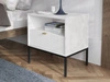 Stolik nocny z szufladą Amber biały na czarnych nogach