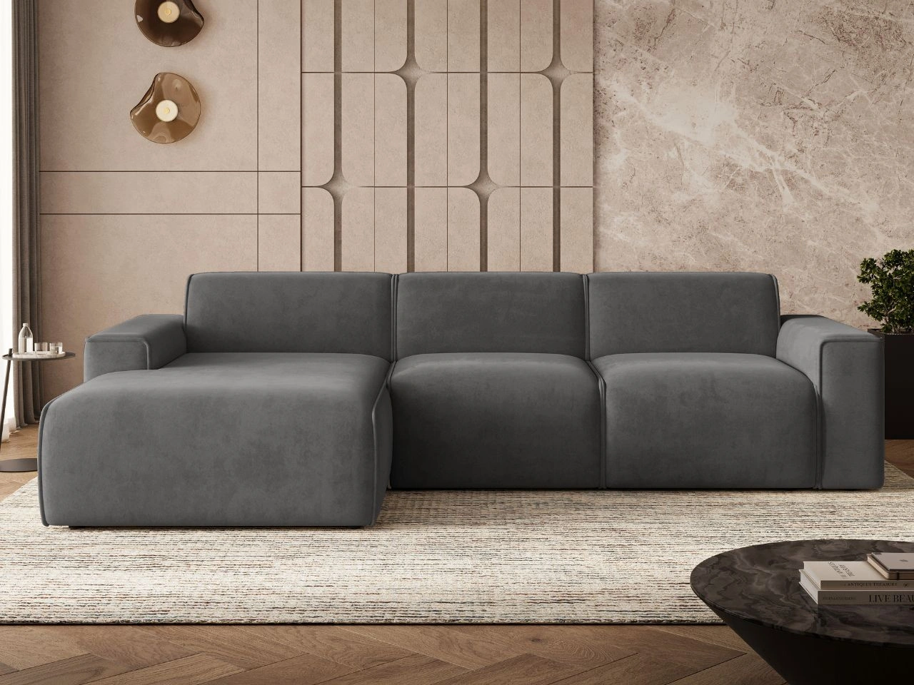 Narożnik L Lewy Lavia Ciemny szary