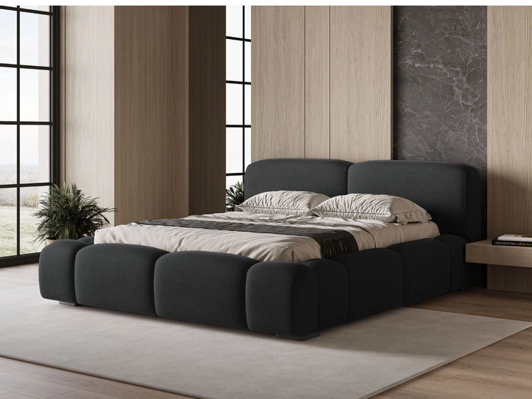 Łóżko tapicerowane z pojemnikiem i stelażem 120x200 Aubi Czarne