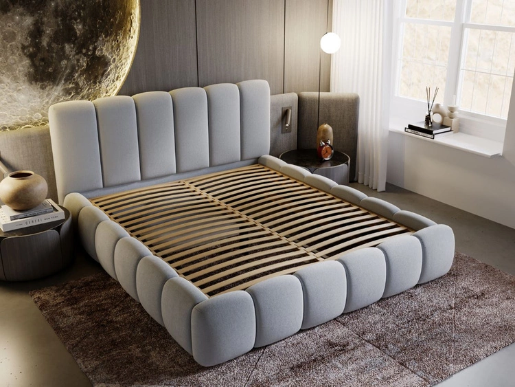 Łóżko tapicerowane bez pojemnika ze stelażem 180x200 Cloud Jasny szary