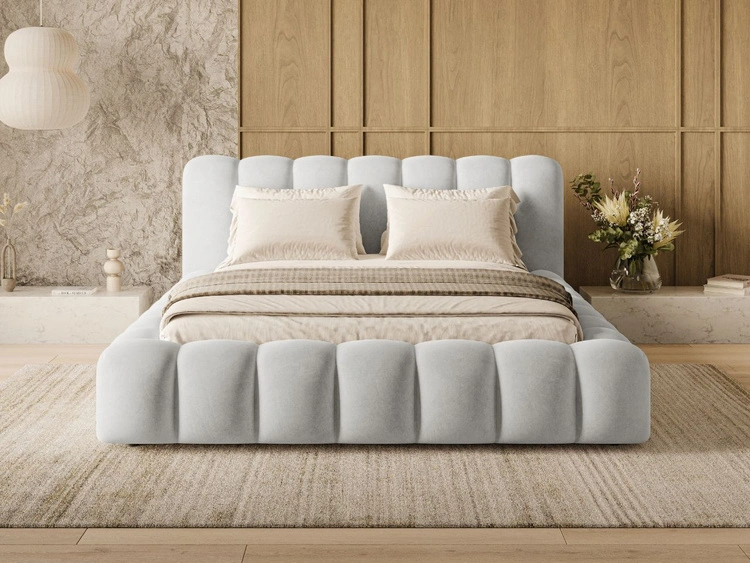 Łóżko tapicerowane z pojemnikiem i stelażem 120x200 Averia Szary