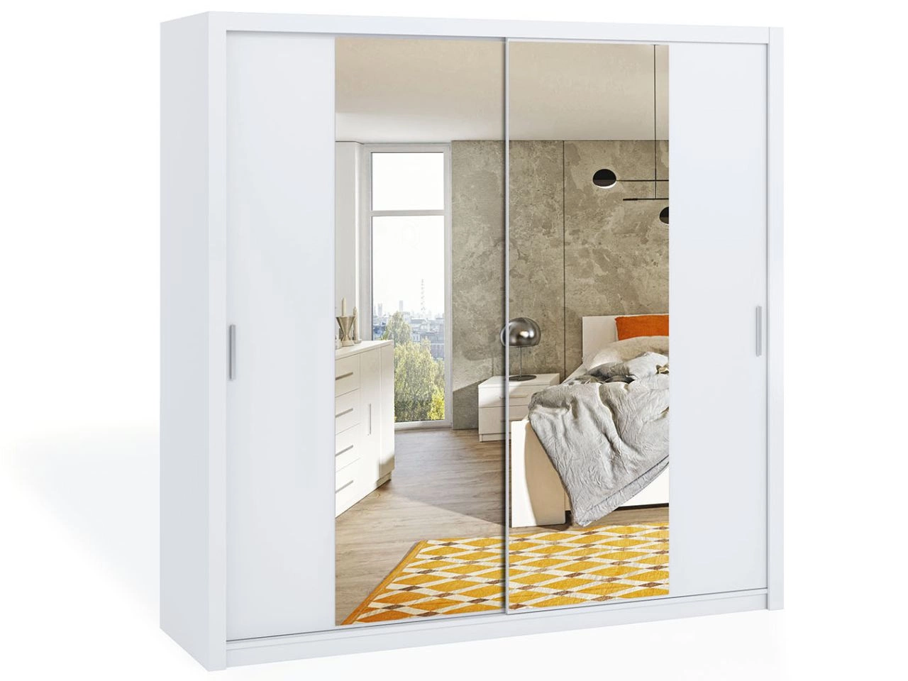 Szafa dwudrzwiowa z drzwiami przesuwnymi 220 Bino Biała