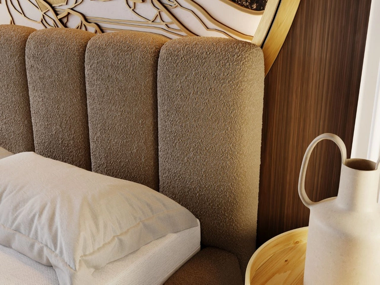 Łóżko tapicerowane z pojemnikiem i stelażem 180x200 Cloud brązowe