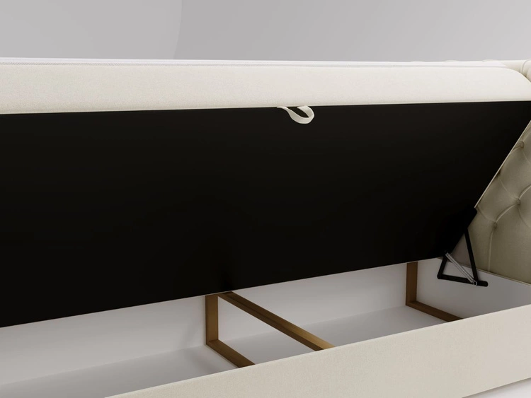 Łóżko kontynentalne z pojemnikiem na pościel 180x200 Montego Kremowe