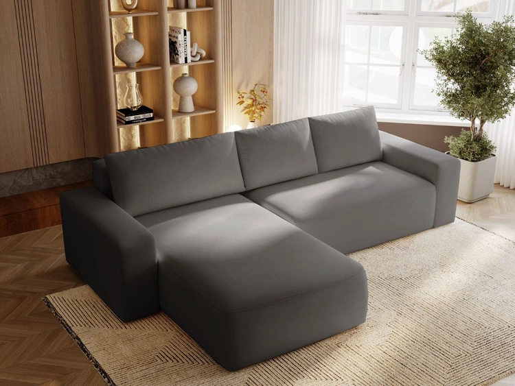 Narożnik L Lewy z funkcją spania i pojemnikiem Tazones Ciemno szary