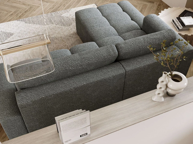 Narożnik L lewy z funkcją spania i pojemnikiem Lana Szary