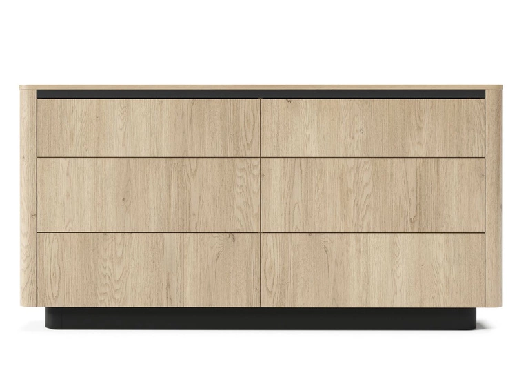 Komoda z sześcioma szufladami 160 cm Fascino Dąb Cremona, czarny