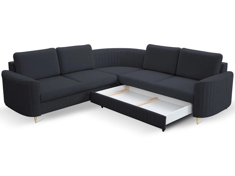 Narożnik L Lewy z funkcją spania i pojemnikiem Limon Ciemny niebieski