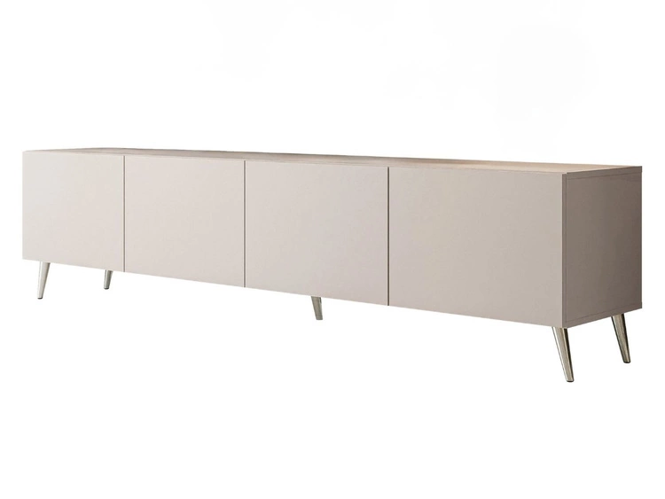 Szafka RTV pod telewizor z drzwiczkami na srebrny nóżkach 200 cm Nodoo Kaszmir