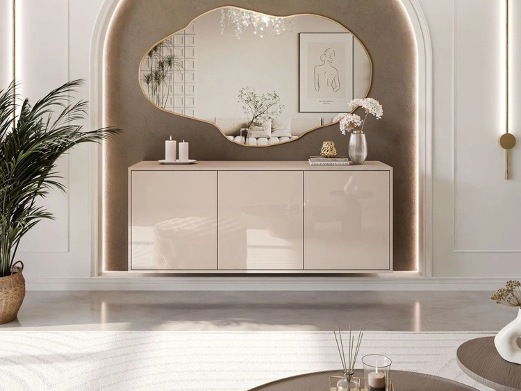 Trzydrzwiowa komoda 154 cm w stylu glamour wisząca Vivance kaszmir połysk